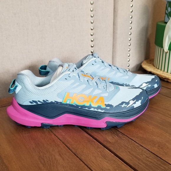 Hoka Torrent 4 Trail Running Shoes Drizzle /Fuschia - Picture 2 of 11